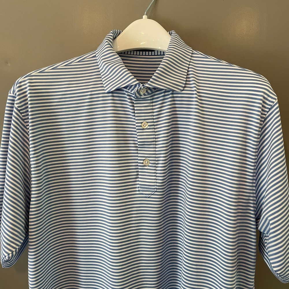 Turtleson Mens Blue White Striped PGA Tennessee Section Golf Polo Shirt Large